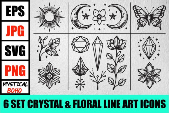 Download Mystic Boho Celestial Line Art Pack - Art Collection