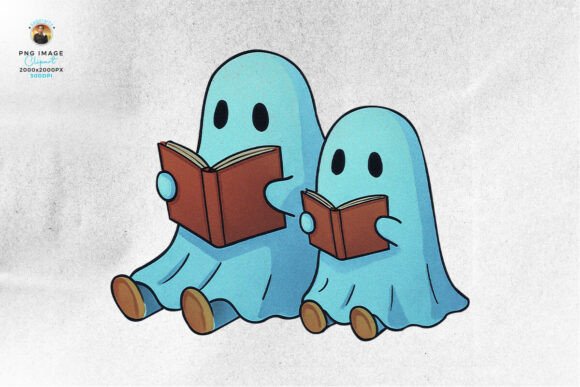 Download Cute Halloween Book Lover Ghosts Clipart - Art Collection