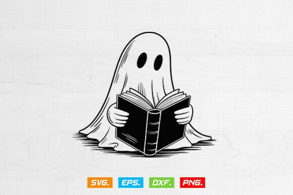 Download Cute Ghost Svg, Ghost Reading Books Svg - Svg Collection