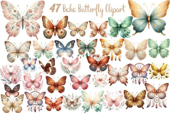 Download Watercolor Boho Butterfly Clipart - Art Collection