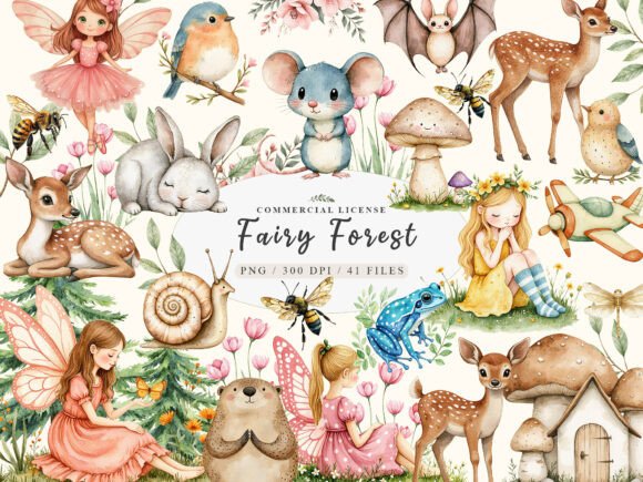 Download Charming Fairy Woodland Animals Clipart - Art Collection