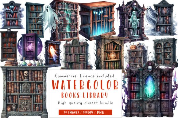 Download Spooky Books Library Clipart - Art Collection