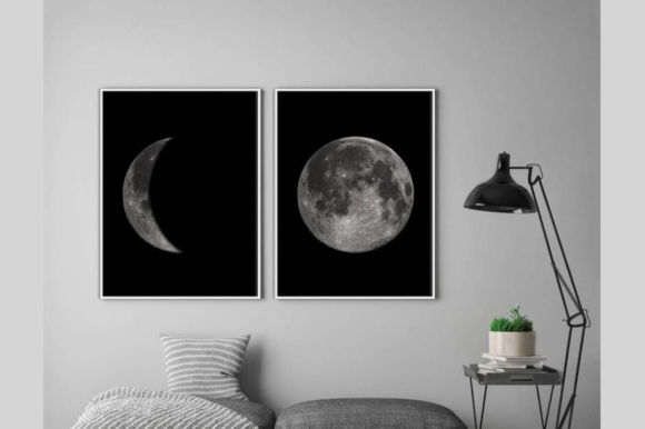Download Moon Print Set Wall Art Home Decor - Art Collection