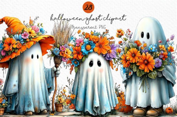Download Whimsical Halloween Ghost Clipart Bundle - Art Collection