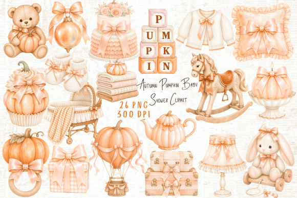 Download Autumn Pumpkin Baby Shower Clipart PNG - Art Collection