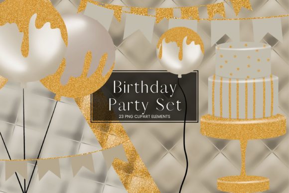 Download Beige Birthday Party Clip Art Set - Art Collection