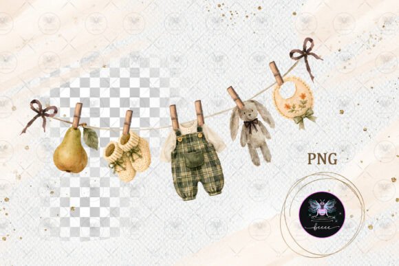 Download Vintage Autumn Baby Shower Clipart - Art Collection