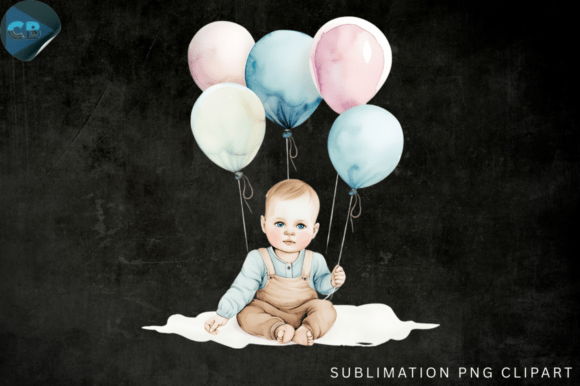 Download Baby with Balloons PNG Clipart - Art Collection