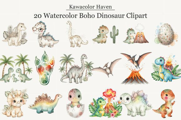 Download Watercolor Boho Dinosaur Clipart - Art Collection