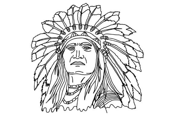 Download Old American Indian Line Art Vector - Art Collection