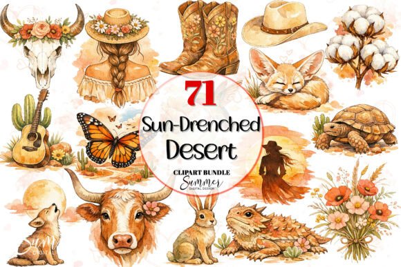 Download Sun-Drenched Desert Western Boho Clipart - Art Collection