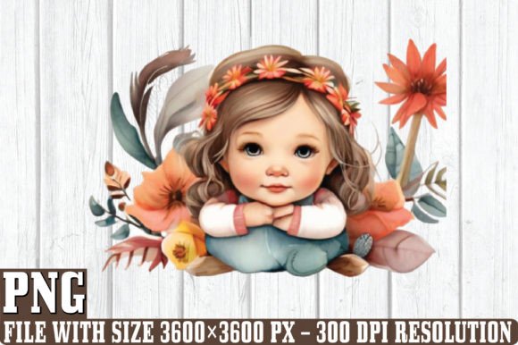 Download Girle Watercolor Boho Baby Clipart - Art Collection
