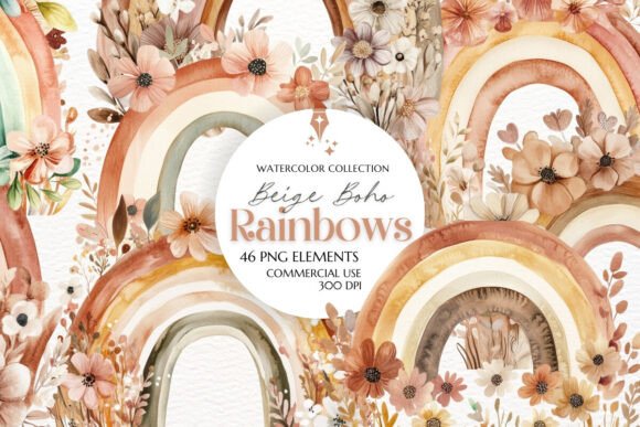 Download Boho Beige Rainbow Clipart PNG - Art Collection