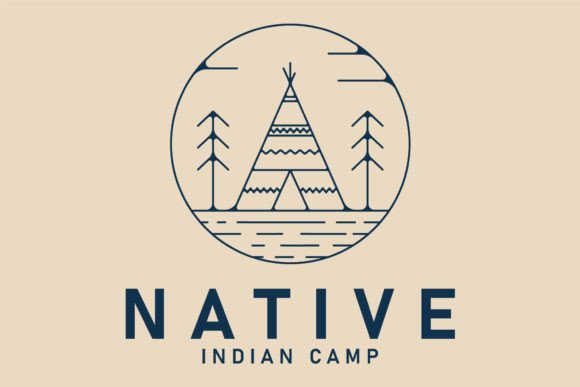 Download Indian Camp Line Art Logo Minimalist - Art Collection