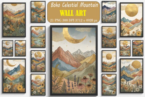 Download Boho Celestial Mountain Wall Art - Art Collection