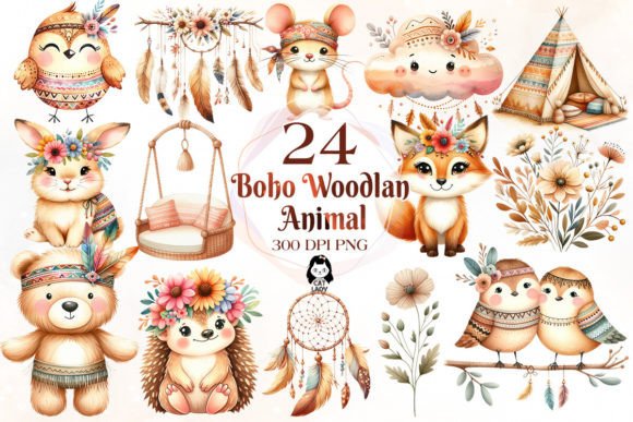 Download Boho Woodland Animal Clipart Bundle - Art Collection