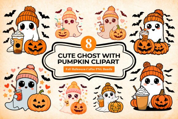 Download Cute Ghost with Pumpkin Clipart - Art Collection