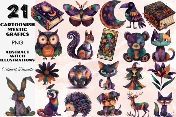 Download Abstract Cartoonish Mystic Animal Witch - Art Collection