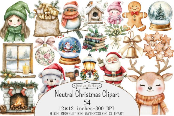 Download Watercolor Neutral Christmas Clipart - Art Collection