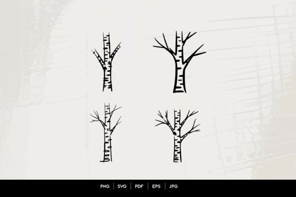 Download Minimal Birch Tree Line Art Set - Art Collection