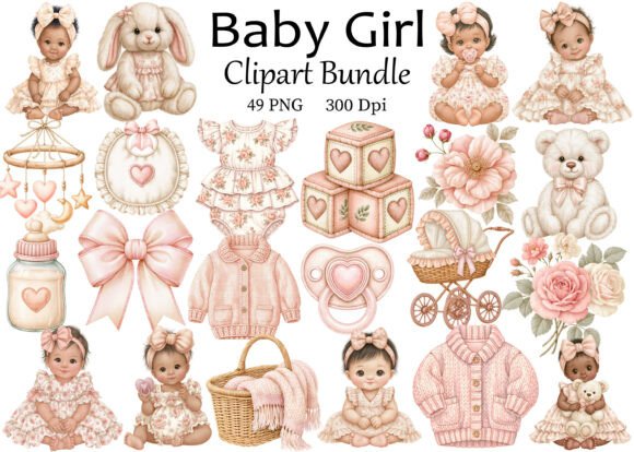 Download Baby Girl Clipart PNG Bundle - Art Collection