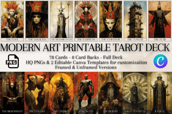 Download Modern Art Printable Tarot Deck 78 Cards - Art Collection