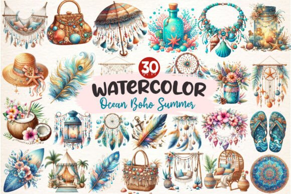Download Ocean Boho Summer Clipart - Art Collection
