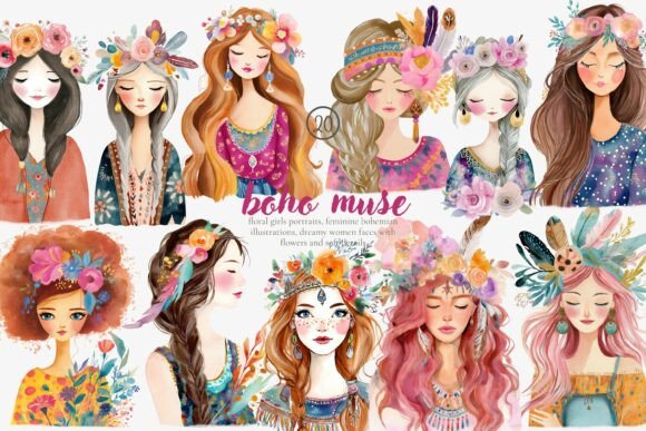 Download Boho Muse Clipart Set - Art Collection
