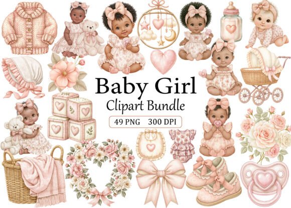 Download Baby Girl Clipart PNG Bundle - Art Collection