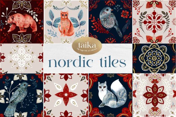 Download Christmas Nordic Tiles Folk Nordic Art - Art Collection