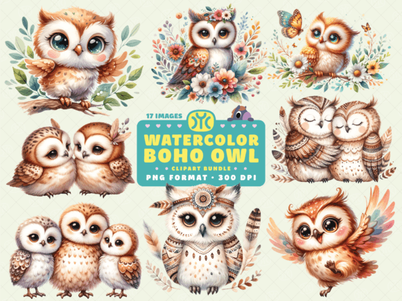 Download Watercolor Boho Owl Clipart - Art Collection