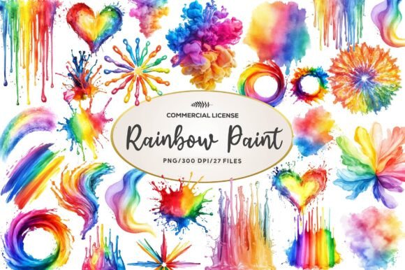 Download Watercolor Rainbow Paint Splash Clipart - Art Collection