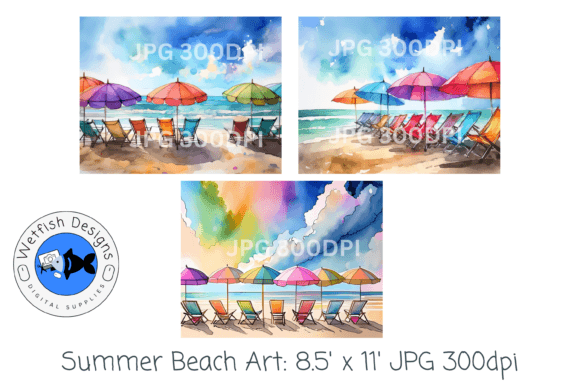 Download Summer Beach Watercolor Digital Prints 2 - Watercolor Collection