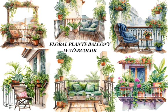 Download Floral Plants Balcony Watercolor - Watercolor Collection