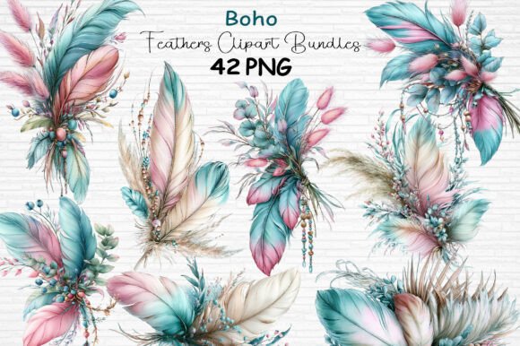 Download Boho Feathers Clipart Bundle PNG - Art Collection