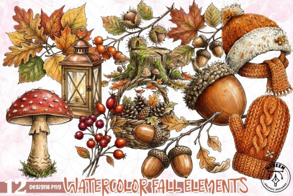 Download Watercolor Fall Elements PNG - Watercolor Collection