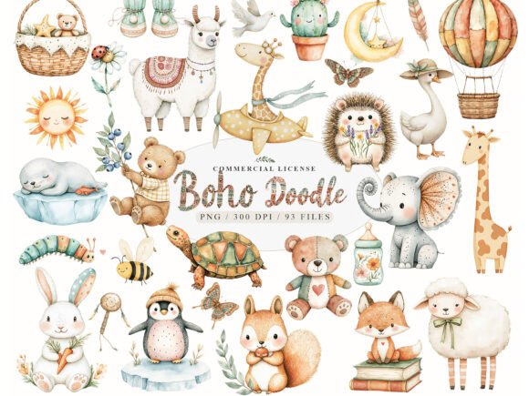 Download Neutral Boho Baby Shower Doodle Clipart, - Art Collection