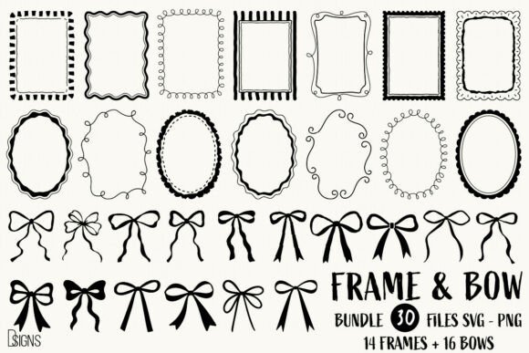 Download Hand-Drawn Frames &amp; Bows Bundle SVG PNG - Svg Collection