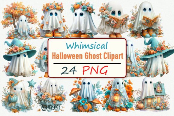 Download Whimsical Halloween Ghost Clipart Bundle - Art Collection