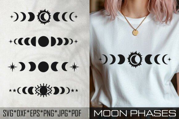 Download Moon Phases SVG, Boho Celestial Design - Svg Collection