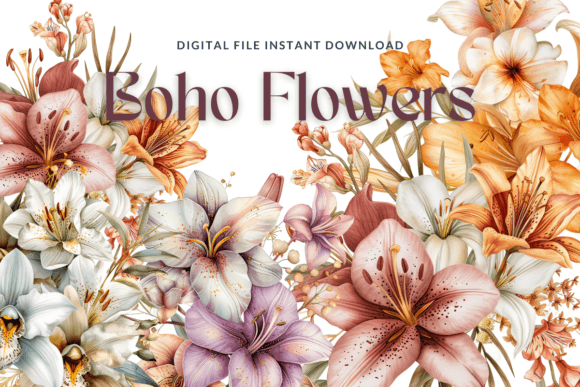 Download Watercolor Boho Flowers Clipart - Art Collection
