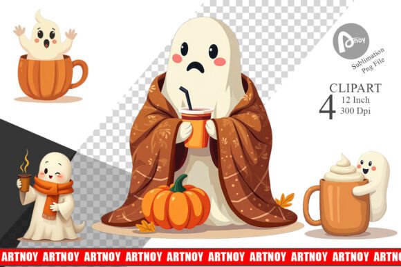 Download Boho Pumpkin Ghosts Clipart - Art Collection