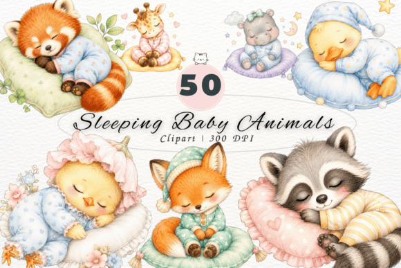 Download Cute Sleeping Baby Animals Clipart PNG - Art Collection