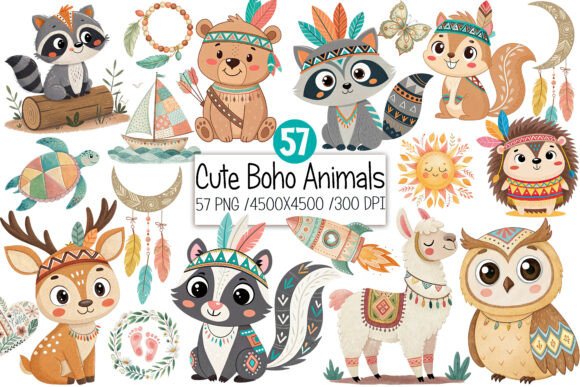 Download Boho Baby Clipart Bundle Boho Animals - Art Collection