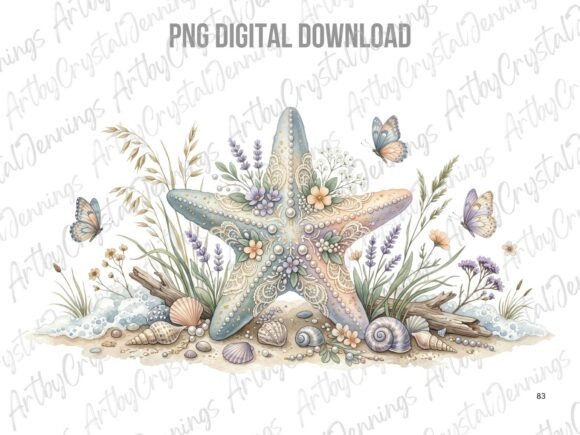 Download Watercolor Boho Starfish Beach PNG - Watercolor Collection