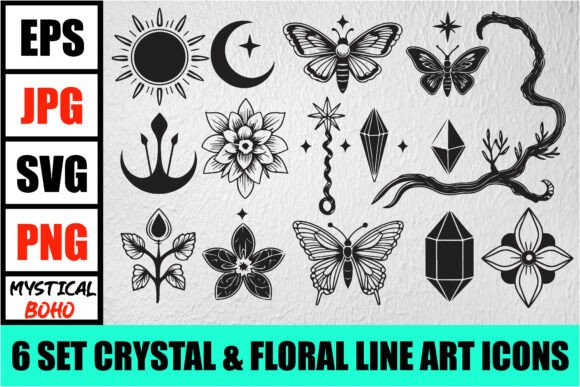 Download Mystic Boho Celestial Line Art Pack - Art Collection