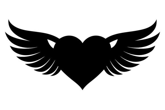 Download Heart with Wings Black Shape Silhouette - Art Collection