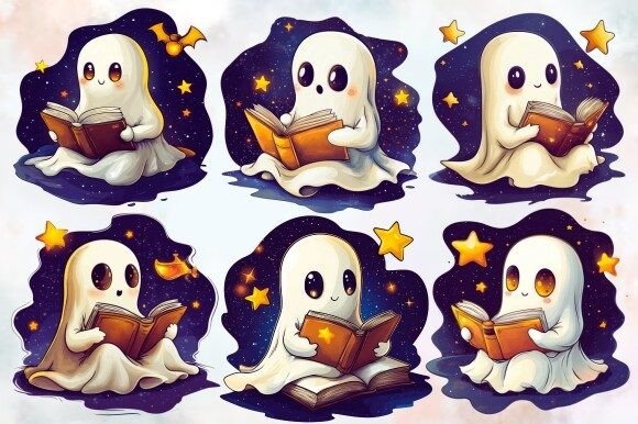Download Bookish Halloween Ghost Clipart Bundle - Art Collection