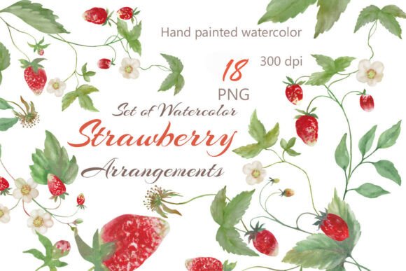 Download Hand-Painted Watercolor Strawberry Set - Watercolor Collection