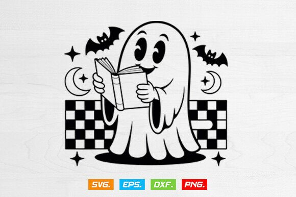 Download Cute Ghost Svg, Ghost Reading Books Svg - Svg Collection